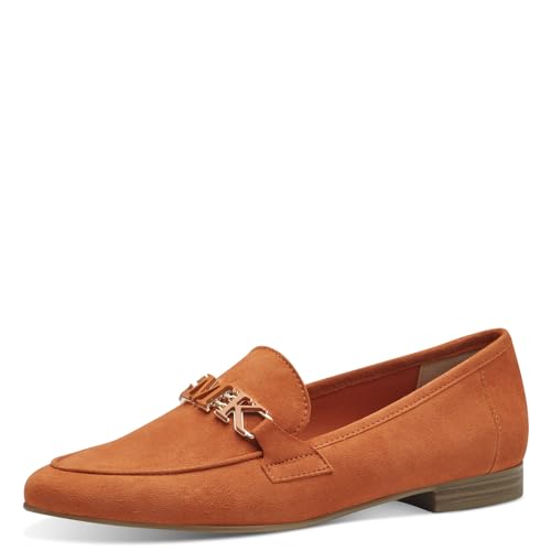 MARCO TOZZI by Guido Maria Kretschmer Damen Loafer mit Absatz aus Leder Elegant, Orange (Orange), 37 EU von MARCO TOZZI