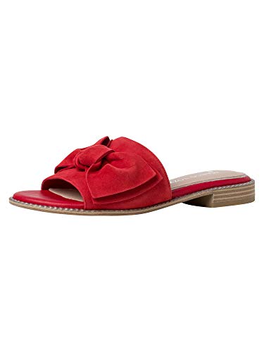 Marco Tozzi Damen by Guido Maria Kretschmer 2-2-87100-26 Veloursleder Pantolette Flache Sandale, RED, 38 EU von MARCO TOZZI