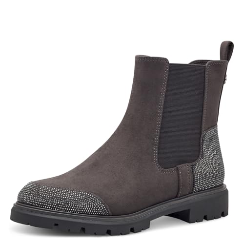 MARCO TOZZI by Guido Maria Kretschmer Damen Chelsea Boots Flach mit Reißverschluss, Grau (Dk.Grey), 38 EU von MARCO TOZZI