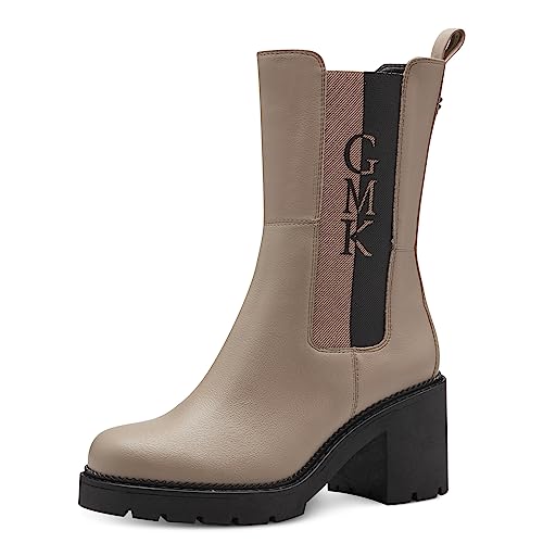 MARCO TOZZI by Guido Maria Kretschmer Damen Chelsea Boots aus Kunstleder mit Absatz, Braun (Taupe Comb), 40 von MARCO TOZZI