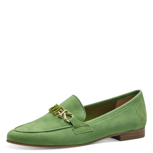 MARCO TOZZI by Guido Maria Kretschmer Damen Loafer mit Absatz aus Leder Elegant, Grün (Apple), 39 EU von MARCO TOZZI