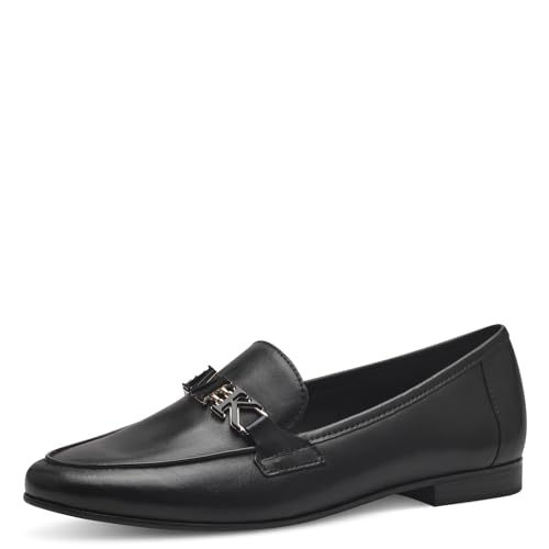 MARCO TOZZI by Guido Maria Kretschmer Damen Loafer mit Absatz aus Leder Elegant, Schwarz (Black Nappa), 41 EU von MARCO TOZZI