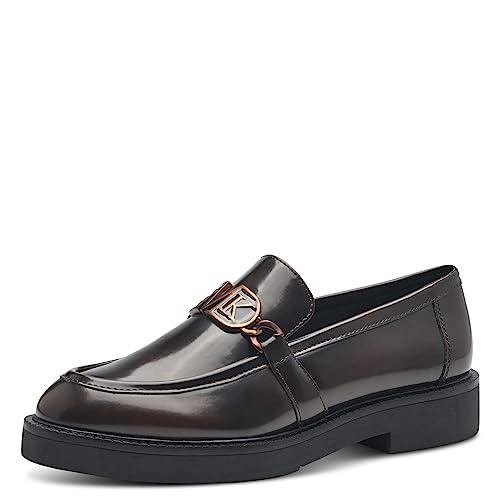 MARCO TOZZI by Guido Maria Kretschmer Damen Loafer ohne Absatz aus Kunstleder Elegant, Braun (Cafe Brush), 40 von MARCO TOZZI