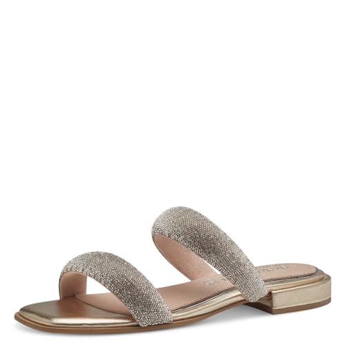 MARCO TOZZI by Guido Maria Kretschmer Damen Pantoletten mit Blockabsatz Glitzer, Gold (Gold), 39 EU von MARCO TOZZI