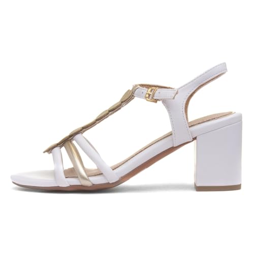 MARCO TOZZI by Guido Maria Kretschmer Damen Sandalen mit Absatz Elegant Blockabsatz, Weiß (White Comb), 36 EU von MARCO TOZZI