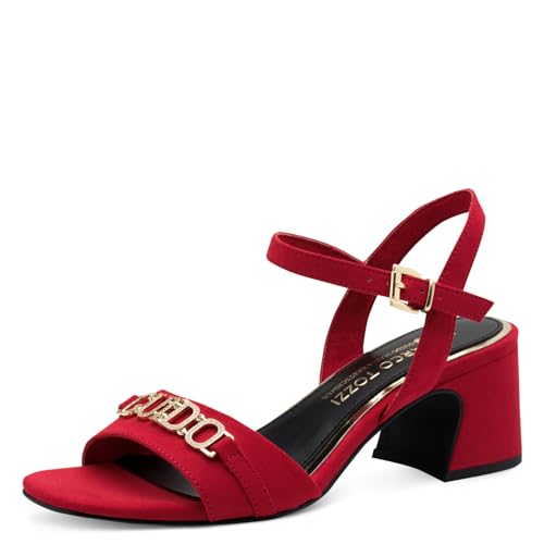 MARCO TOZZI by Guido Maria Kretschmer Damen Sandalen mit Absatz Verstellbarer Riemen Blockabsatz, Rot (Red), 40 EU von MARCO TOZZI