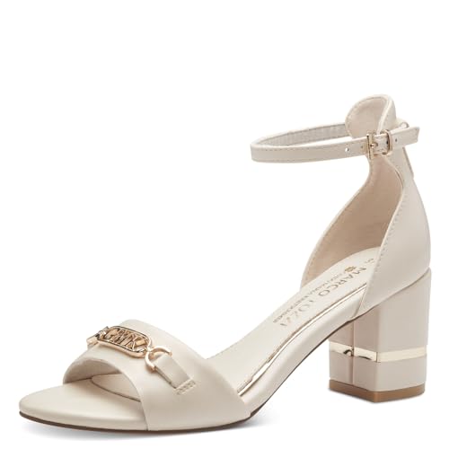 MARCO TOZZI by Guido Maria Kretschmer Damen Sandalen mit Absatz mit Verstellbarem Riemen Hinten geschlossen, Beige (Cream), 39 EU von MARCO TOZZI