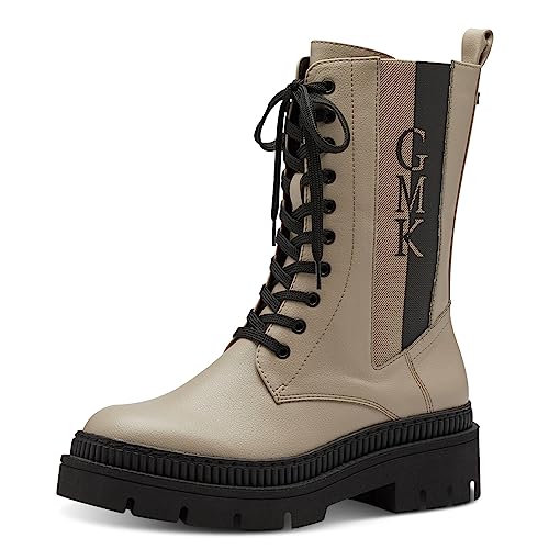 MARCO TOZZI by Guido Maria Kretschmer Damen Stiefeletten zum Schnüren mit Plateau mit Reißverschluss, Braun (Taupe Comb), 42 EU von MARCO TOZZI