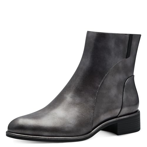 MARCO TOZZI by Guido Maria Kretschmer Damen Stiefeletten ohne Absatz aus Kunstleder Spitz, Silber (Pewter), 40 EU von MARCO TOZZI