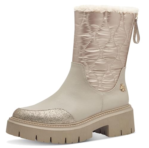 MARCO TOZZI by Guido Maria Kretschmer Damen Stiefeletten ohne Absatz mit Plateau mit Reißverschluss, Beige (Taupe Met.Comb), 37 EU von MARCO TOZZI
