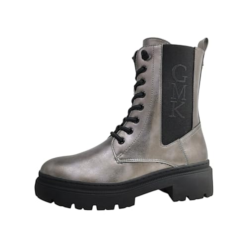MARCO TOZZI by Guido Maria Kretschmer Damen Stiefeletten zum Schnüren mit Plateau mit Reißverschluss, Silber (Pewter), 37 EU von MARCO TOZZI