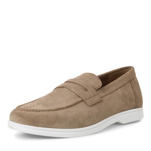 MARCO TOZZI by Guido Maria Kretschmer Herren Slipper aus Leder Flach, Braun (Taupe), 42 EU von MARCO TOZZI