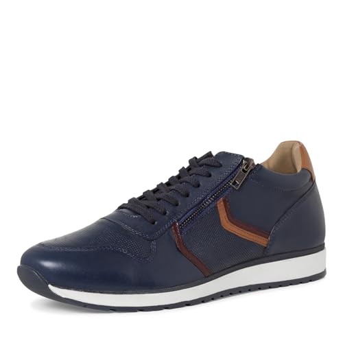 MARCO TOZZI by Guido Maria Kretschmer Herren Sneaker flach aus Leder mit Reißverschluss, Blau (Navy Comb), 41 EU von MARCO TOZZI