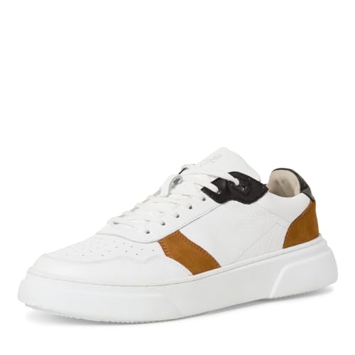 MARCO TOZZI by Guido Maria Kretschmer Herren Sneaker flach aus Leder mit dicker Sohle, Weiß (White Black), 41 EU von MARCO TOZZI