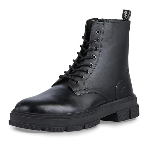 MARCO TOZZI by Guido Maria Kretschmer Herren Stiefeletten zum Schnüren aus Leder mit Reißverschluss, Schwarz (Black), 45 EU von MARCO TOZZI
