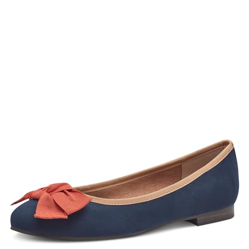 MARCO TOZZI Damen Ballerinas mit Schleife Vegan, Mehrfarbig (Navy Multi), 37 EU von MARCO TOZZI