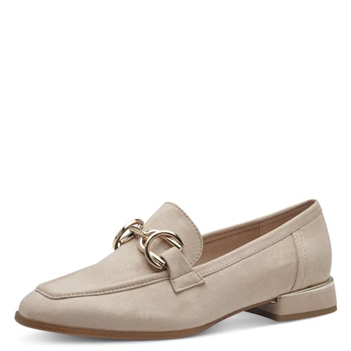 MARCO TOZZI Damen Loafer mit Absatz Elegant Vegan, Beige (Dune), 36 EU von MARCO TOZZI