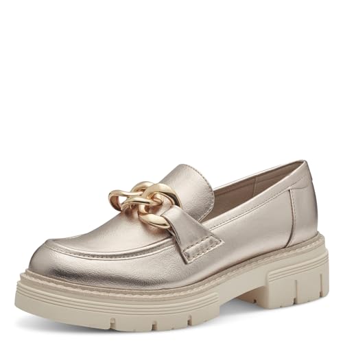 MARCO TOZZI Damen Loafer mit Absatz mit Plateausohle Vegan, Beige (Platinum), 39 EU von MARCO TOZZI