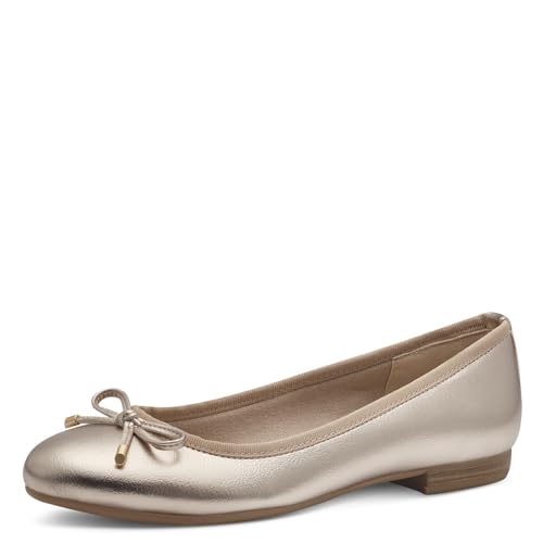 MARCO TOZZI Damen Ballerinas mit Schleife Vegan, Beige (Platinum), 39 EU von MARCO TOZZI