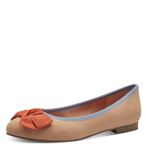 MARCO TOZZI Damen Ballerinas mit Schleife Vegan, Mehrfarbig (Biscuit Comb), 39 EU von MARCO TOZZI