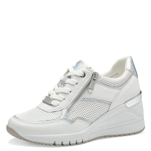 MARCO TOZZI Damen Wedge Sneaker mit Reißverschluss Vegan, Weiß (White Comb), 41 EU MARCO TOZZI Damen Wedge Sneaker mit Reißverschluss Vegan, Weiß (White Comb), 41 EU von MARCO TOZZI
