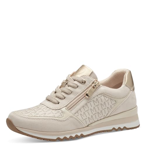 MARCO TOZZI Damen Sneaker flach mit Glitzer Vegan, Beige (Cream Comb), 37 EU von MARCO TOZZI