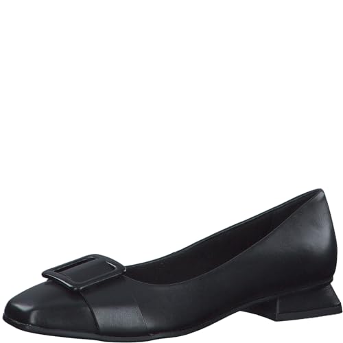 MARCO TOZZI Damen Ballerinas aus Leder mit Blockabsatz, Schwarz (Schwarz), 41 EU von MARCO TOZZI