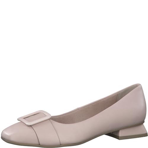 MARCO TOZZI Damen Ballerinas aus Leder mit Blockabsatz, Beige (Nude), 39 EU von MARCO TOZZI