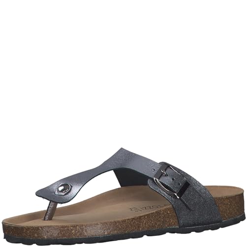 MARCO TOZZI Damen Pantoletten Zehentrenner aus Leder, Metallisch (Steel), 36 EU MARCO TOZZI Damen Pantoletten Zehentrenner aus Leder, Metallisch (Steel), 36 EU von MARCO TOZZI