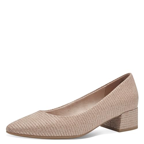 MARCO TOZZI Damen Pumps mit Blockabsatz Vegan, Metallisch (Rose Metallic), 38 EU von MARCO TOZZI