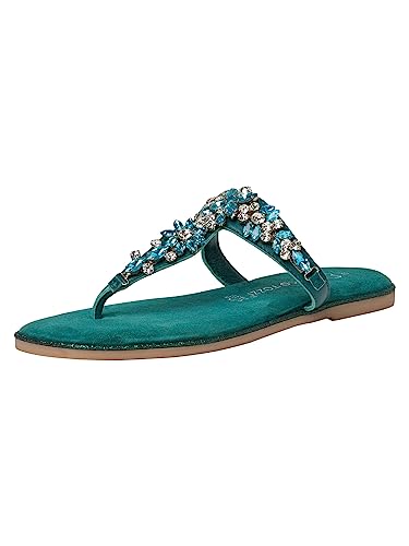 Marco Tozzi Damen 2-2-27107-20 Leder Zehentrenner Flipflop, Turquoise Comb, 39 EU von MARCO TOZZI