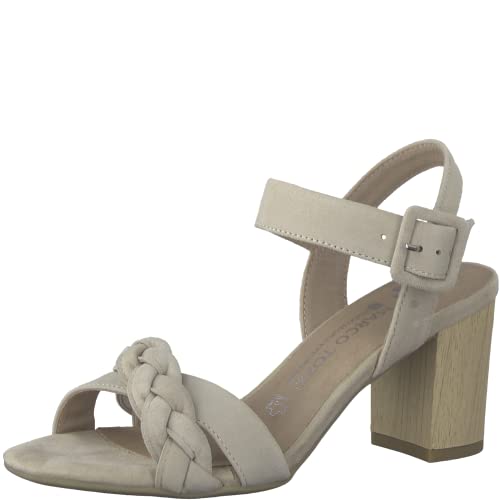 Marco Tozzi Damen 2-2-88306-28 Leder Sandalette Sandale mit Absatz, Dune, 41 EU von MARCO TOZZI