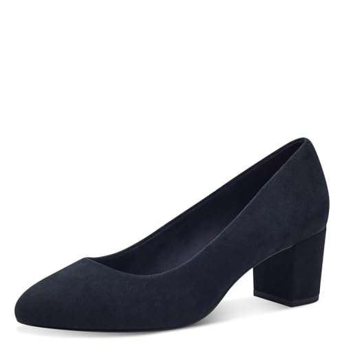 MARCO TOZZI Damen Pumps aus Leder mit Blockabsatz, Blau (Navy Suede), 38 EU von MARCO TOZZI