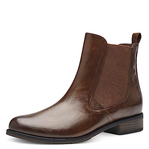 MARCO TOZZI Damen Chelsea Boots aus Kunstleder Flach, Braun (Cafe), 36 von MARCO TOZZI