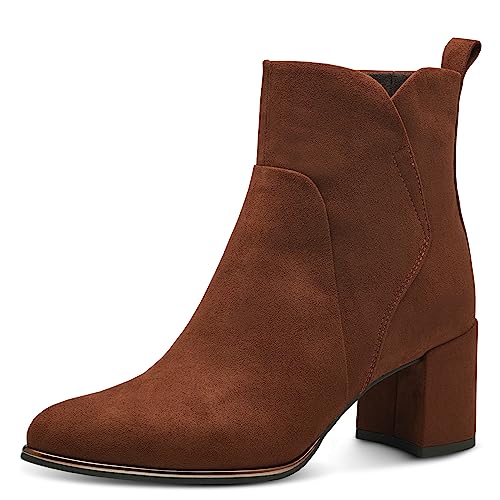 MARCO TOZZI Damen Stiefeletten mit Absatz Elegant Blockabsatz, Braun (Cognac), 36 von MARCO TOZZI