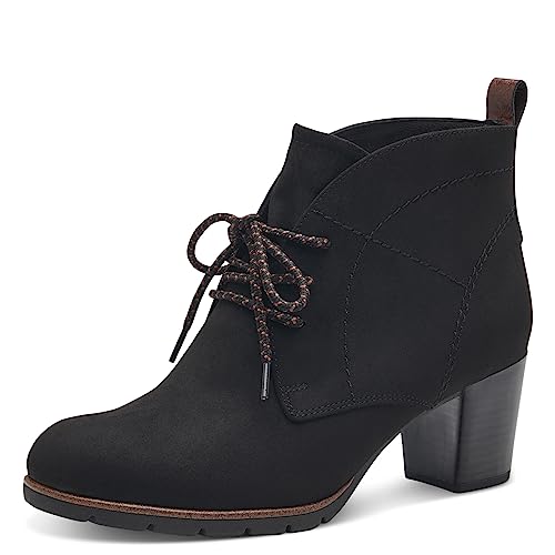 MARCO TOZZI Damen Stiefeletten zum Schnüren Elegant Blockabsatz, Schwarz (Black Comb), 37 von MARCO TOZZI