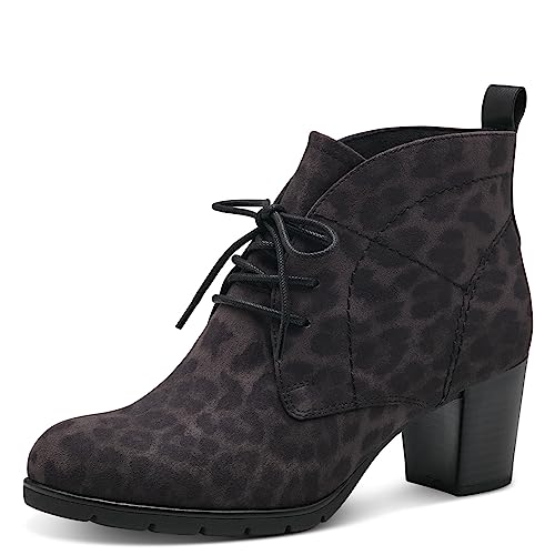 MARCO TOZZI Damen Stiefeletten zum Schnüren Elegant Blockabsatz, Grau (Leo Dk.Grey), 37 von MARCO TOZZI