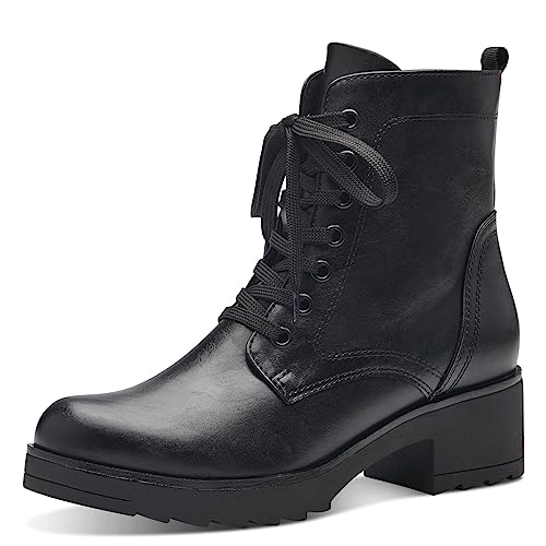 MARCO TOZZI Damen Stiefeletten zum Schnüren aus Kunstleder Blockabsatz, Schwarz (Black), 36 von MARCO TOZZI