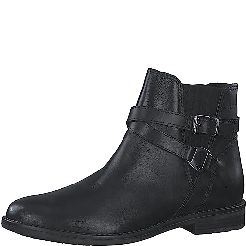 MARCO TOZZI Damen Chelsea Boots aus Leder Flach, Schwarz (Black), 37 von MARCO TOZZI