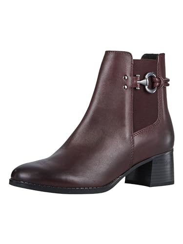 MARCO TOZZI Damen Chelsea Boots aus Leder mit Absatz, Rot (Bordeaux), 37 EU MARCO TOZZI Damen Chelsea Boots aus Leder mit Absatz, Rot (Bordeaux), 37 EU von MARCO TOZZI