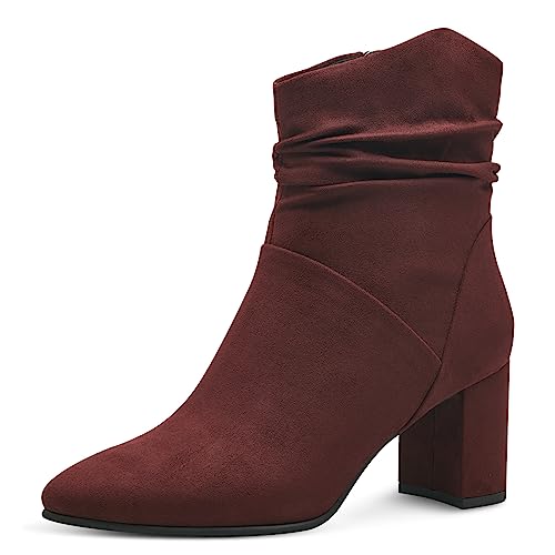 MARCO TOZZI Damen Stiefeletten mit Absatz Elegant Blockabsatz, Rot (Bordeaux), 36 von MARCO TOZZI