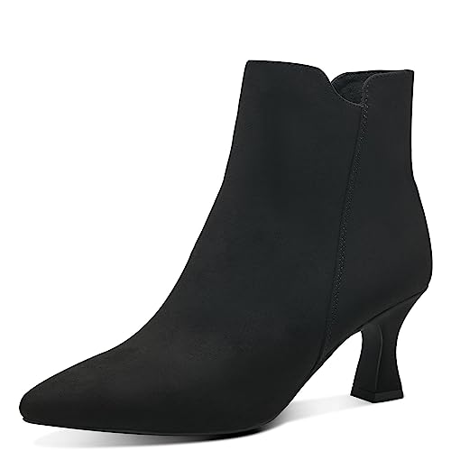 MARCO TOZZI Damen Stiefeletten mit Absatz Spitz mit Reißverschluss, Schwarz (Black), 37 EU von MARCO TOZZI