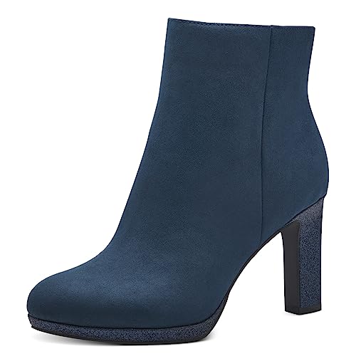 MARCO TOZZI Damen Stiefeletten mit Absatz Elegant mit Reißverschluss, Blau (Navy Comb), 40 von MARCO TOZZI