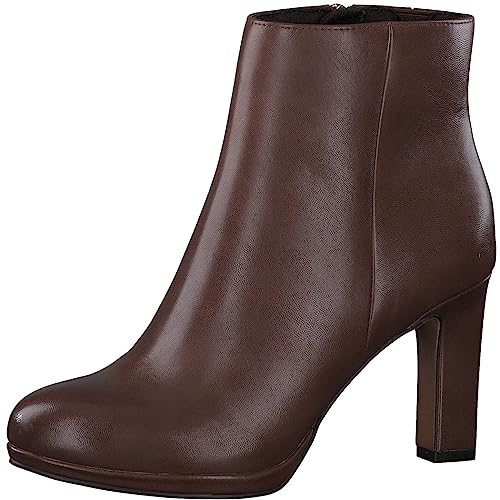 MARCO TOZZI Damen Stiefeletten mit Absatz aus Kunstleder Elegant, Braun (Cognac), 37 von MARCO TOZZI