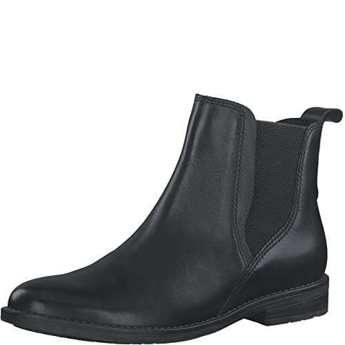 MARCO TOZZI Damen Chelsea Boots aus Leder Flach, Schwarz (Black), 37 von MARCO TOZZI