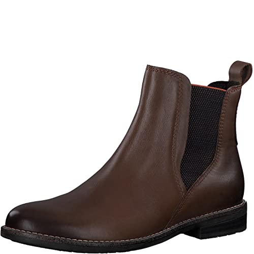 MARCO TOZZI Damen Chelsea Boots aus Leder Flach, Braun (Muscat), 36 von MARCO TOZZI