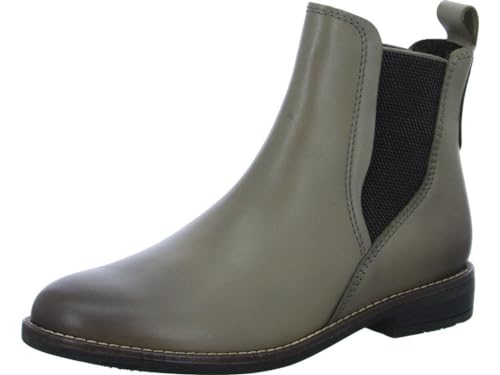 MARCO TOZZI Damen Chelsea Boots aus Leder Flach, Grau (Taupe), 40 von MARCO TOZZI