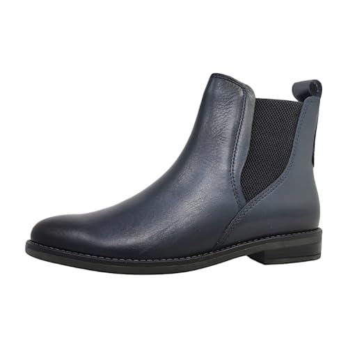 MARCO TOZZI Damen Chelsea Boots aus Leder Elegant, Blau (Navy), 36 EU von MARCO TOZZI