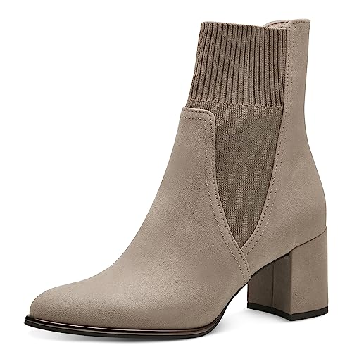 MARCO TOZZI Damen Stiefeletten mit Absatz Elegant mit Stoffbund, Grau (Taupe), 37 von MARCO TOZZI