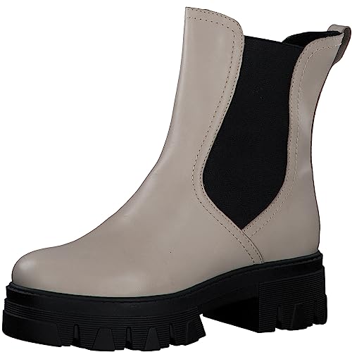 MARCO TOZZI Damen Chelsea Boots aus Leder Plateau, Beige (Cream Comb), 40 von MARCO TOZZI